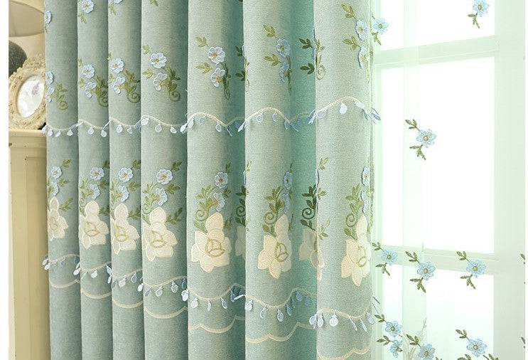 Embroidered Green Blackout Curtain with Sheer – 56”x96” - NextMamas