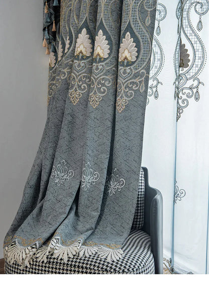 European-Style Embroidered Curtain Set – 52”x96” (1 Panel + 1 Sheer) - NextMamas