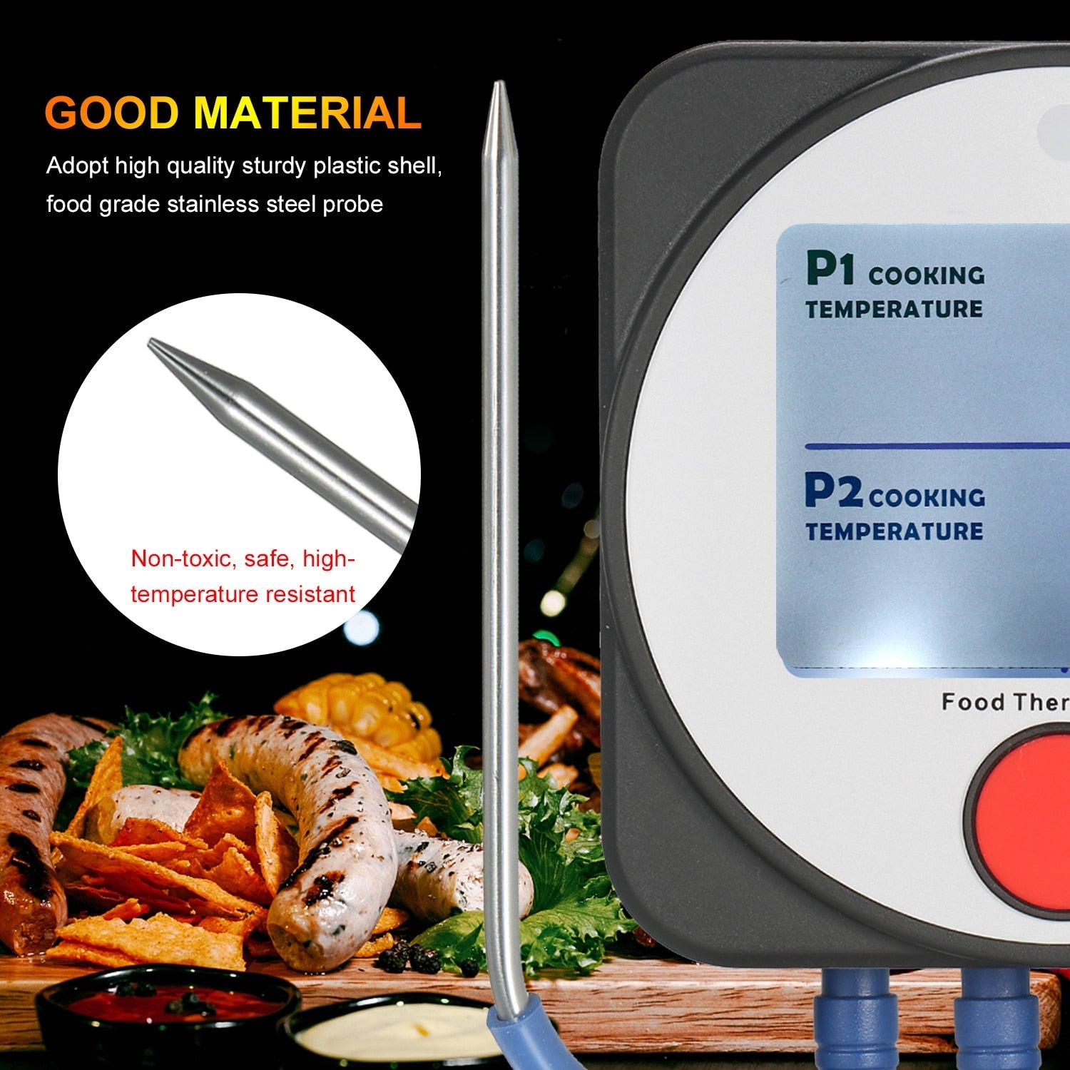 Wireless Food Thermometer – Stainless Steel Probe for Cooking - NextMamas